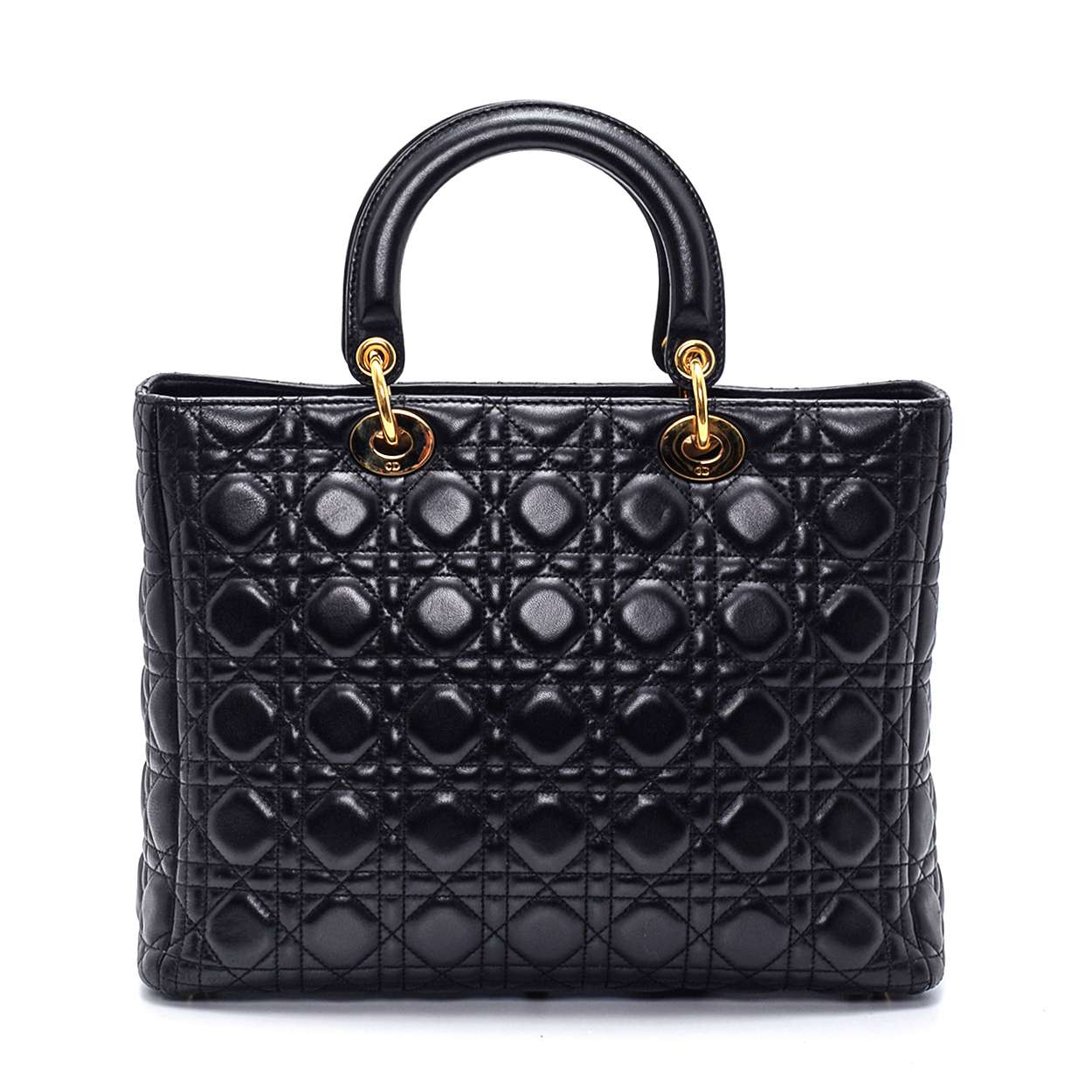 Christian Dior - Black Cannage Lambskin Leather Medium Lady Dior Bag